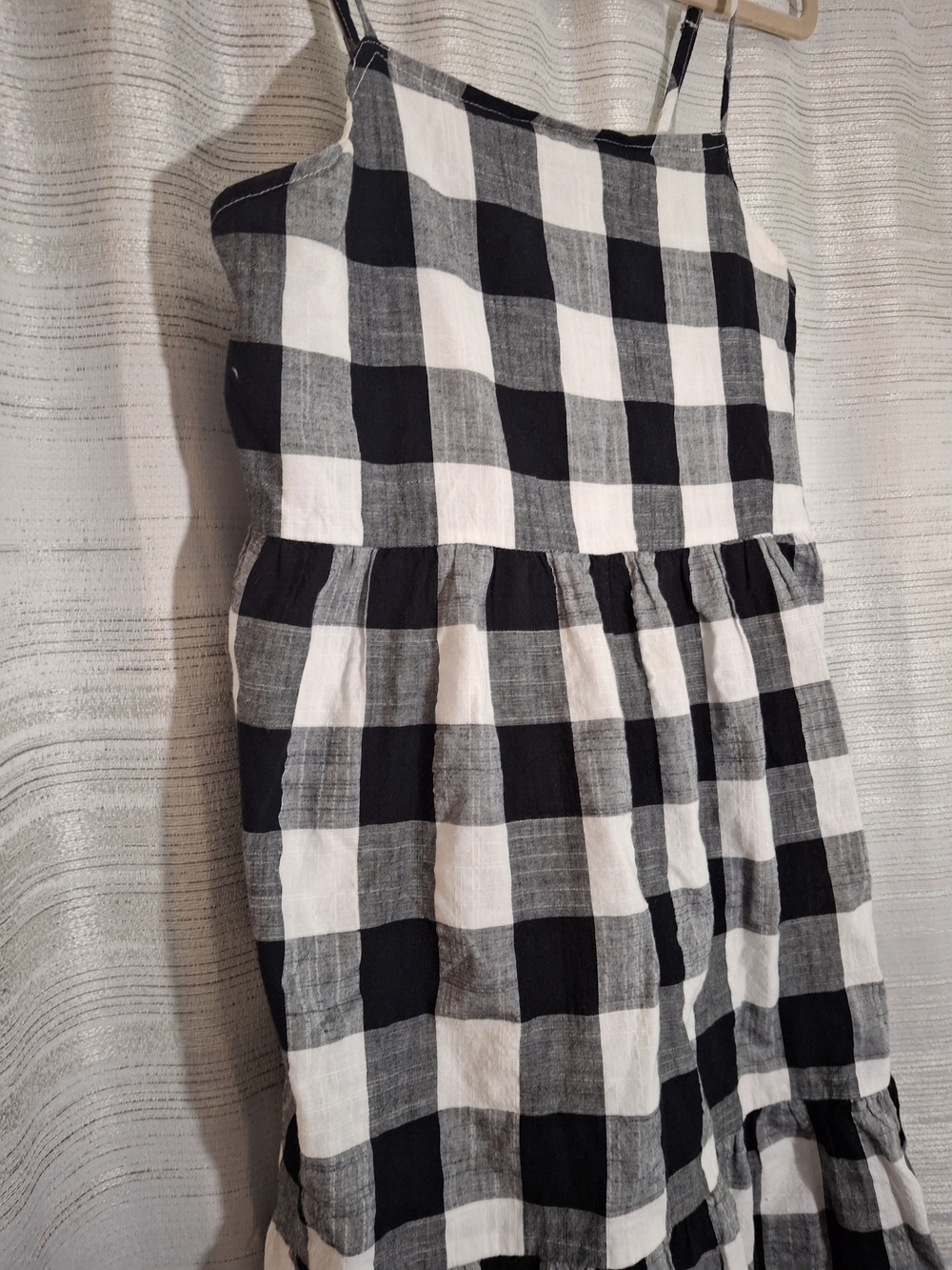 Pink Lily Black & White Checked Tiered Sundress - Picture 3 of 6
